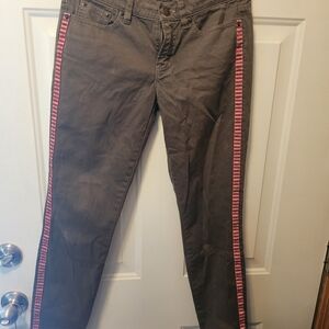 J. Crew Brown Skinny Jeans with Red Stripes